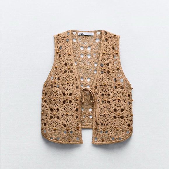 Zara Tops - BEADED CROCHET TOP